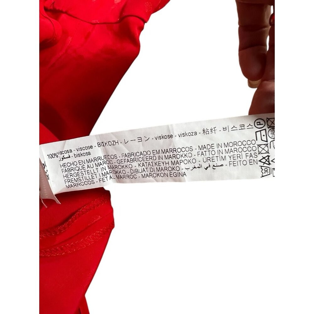 ZARA Women Red Jacquard Dotted Slip Dress Ruffle Medium Size Holiday Christmas - Picture 14 of 16